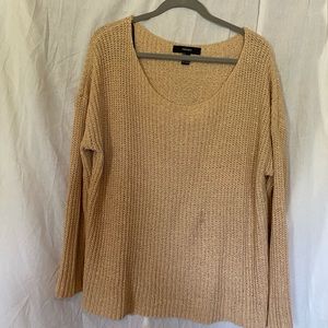 Forever 21 Cream Swoop Neck Sweater